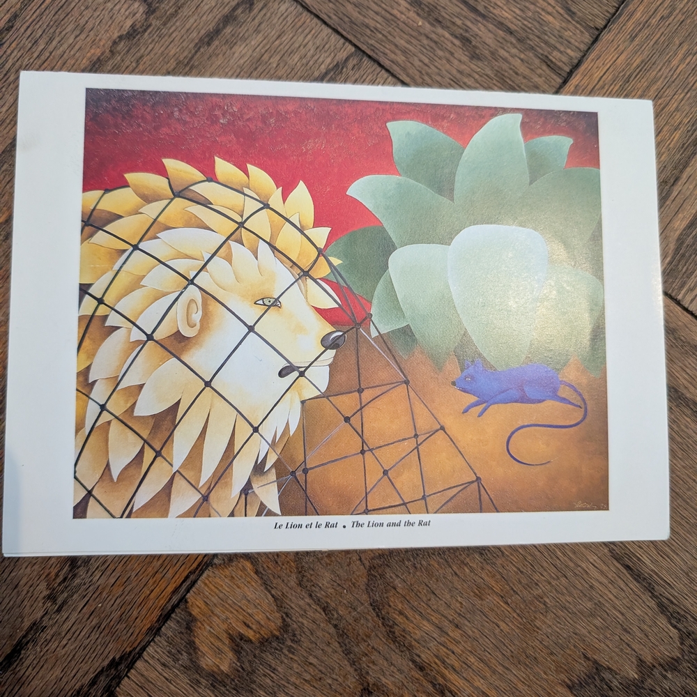 Lion and Rat Art Print - Red, Green, Blue